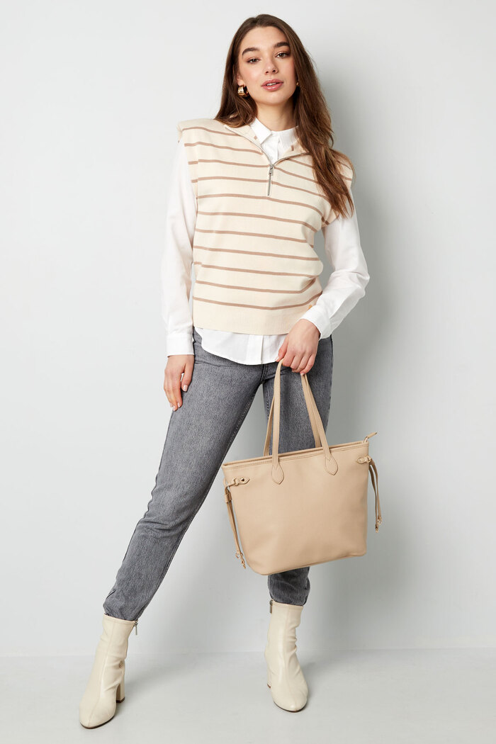 Striped spencer with zipper - beige brown Picture7